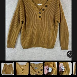 Maurices Mustard V-Neck Sweater